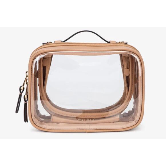 NEW Calpak Clear and Tan Cosmetic Bag - Picture 1 of 16